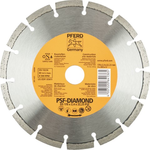 PFERD DIAMOND BLADE SEGMENTED DS 178 X 2.0 X 22.23 PSF